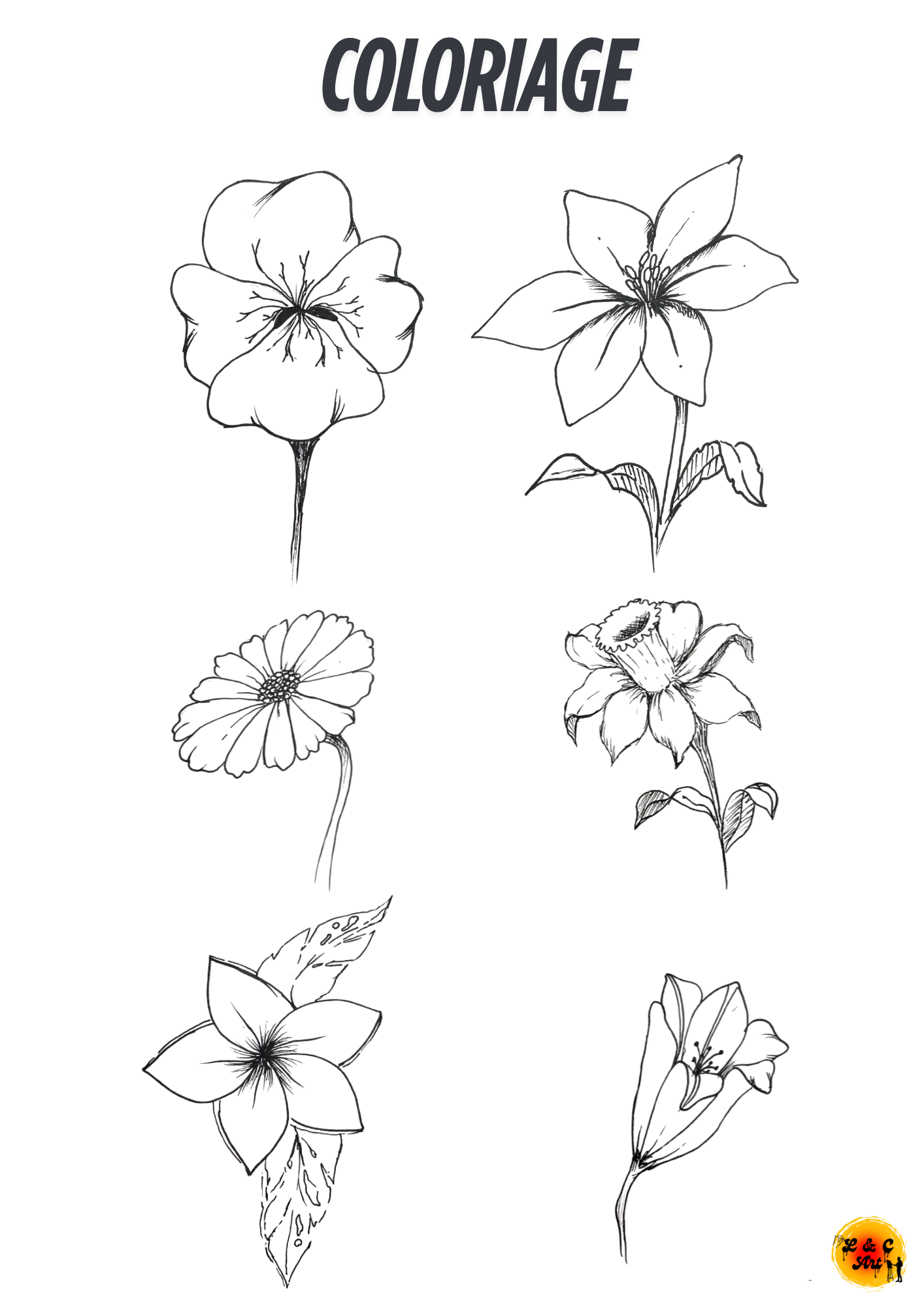 Coloriage 6 fleurs